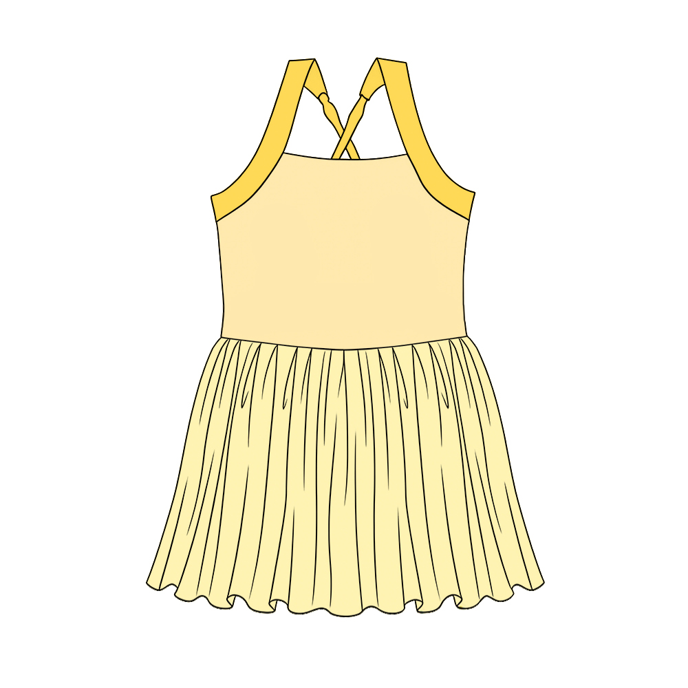 ( Moq 5 ) Preorder GSD3982 Baby Girls Kids Sleeveless Princess Yoga Active Knee Length Dress