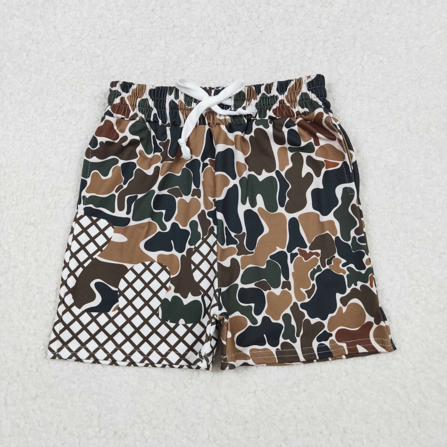 Boys Kids Toddler Green Brown Camo Drips Summer Shorts Bottoms RTS