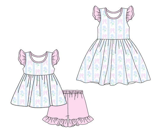 Baby Girl Bows Flower Sibling Dress Set ( Moq 5 Each Style ) 1.16