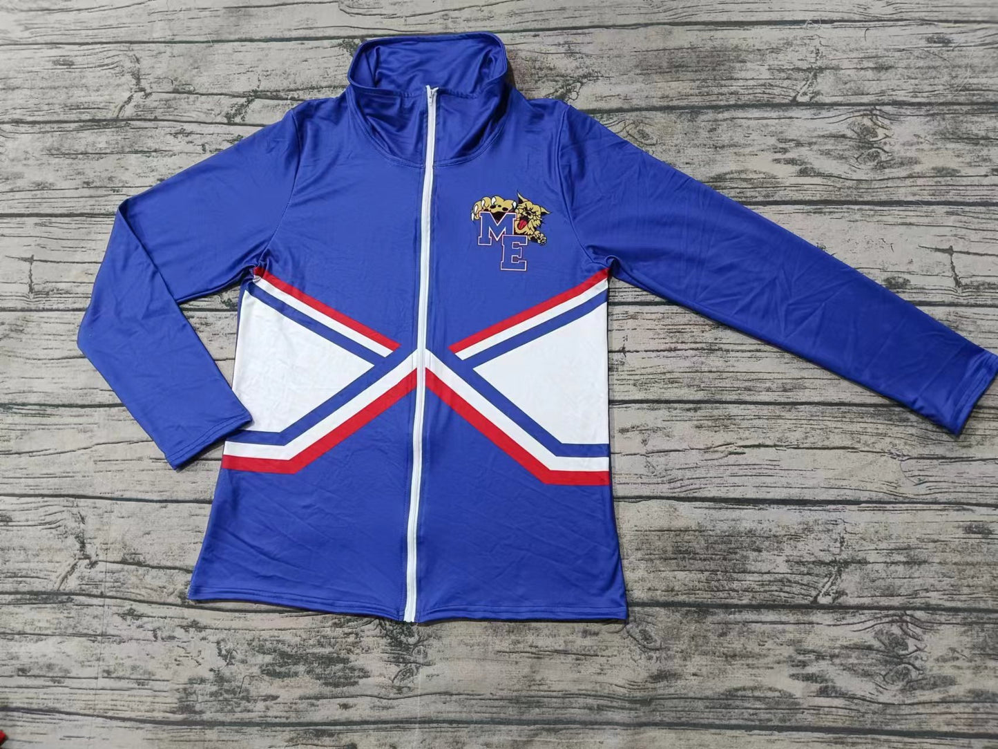 Adult Men Long Sleeves M E Team Blue Zipper Shirt Tops