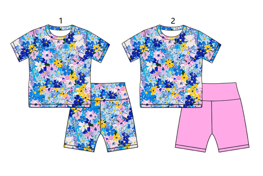 Baby Girl Short Sleeves Flower Sibling Sports Summer Set ( Moq 5 Each Style ) 2.18