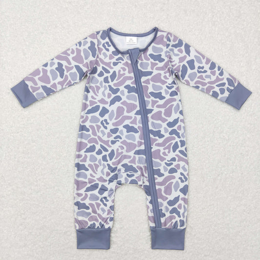 LR0819 Baby Boy Long Sleeves Camo Zipper One Piece Romper