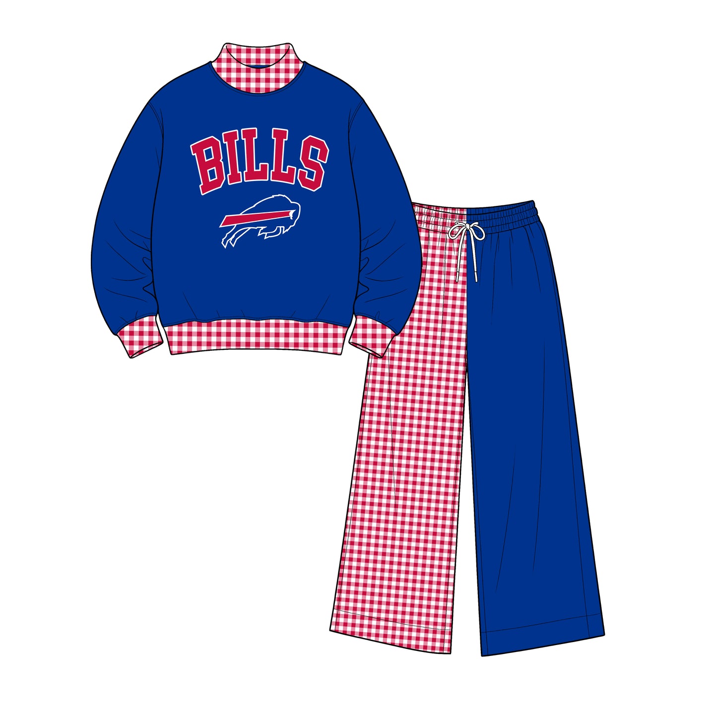 ( Moq 5 ) Baby Girls Kids Long Sleeves Shirt Plaid Pants Team Set Clothes