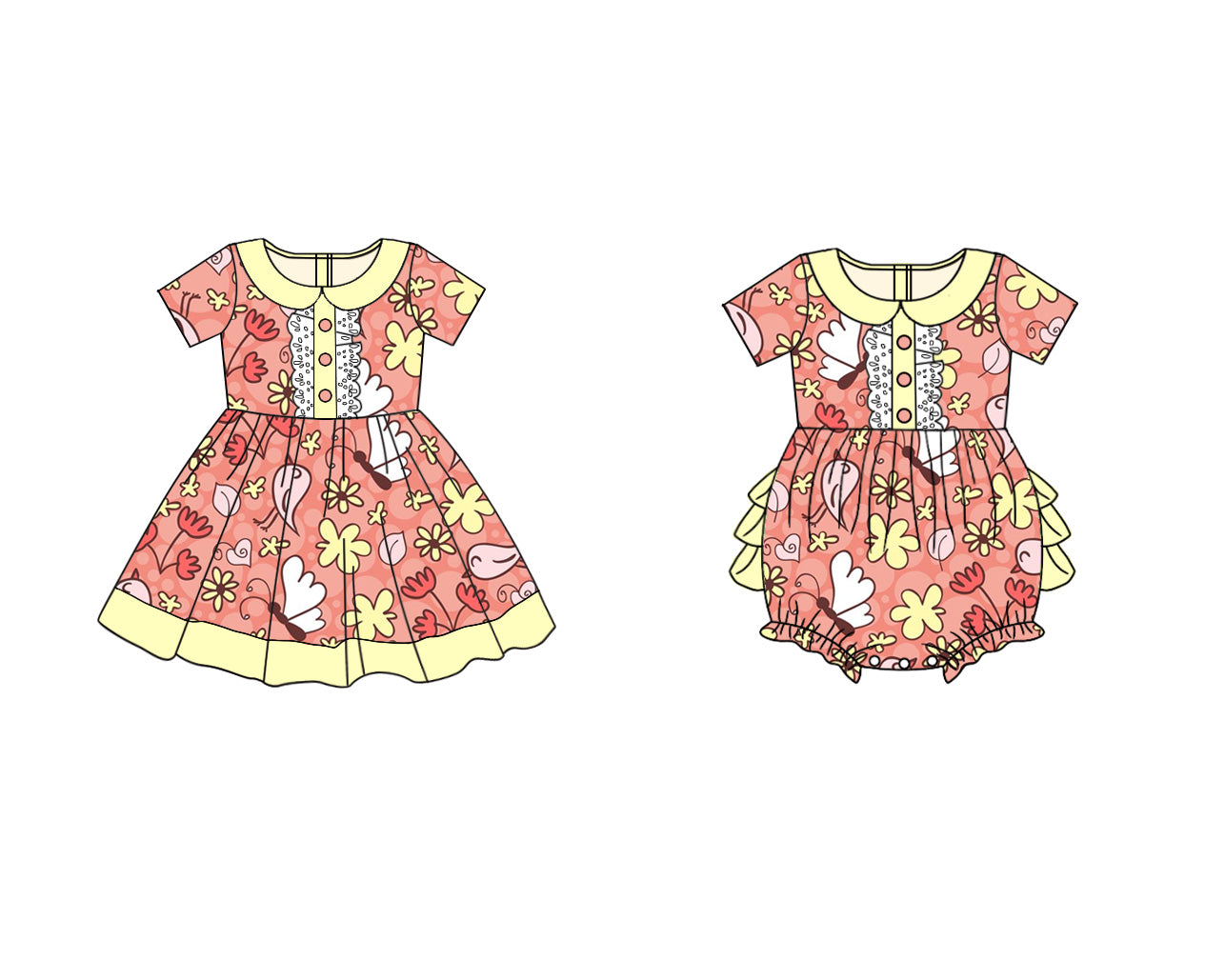 Baby Girl Short Sleeves Flower Sibling Romper Dress ( Moq 5 Each Style ) 2.22