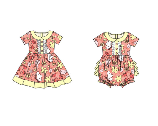 Baby Girl Short Sleeves Flower Sibling Romper Dress ( Moq 5 Each Style ) 2.22