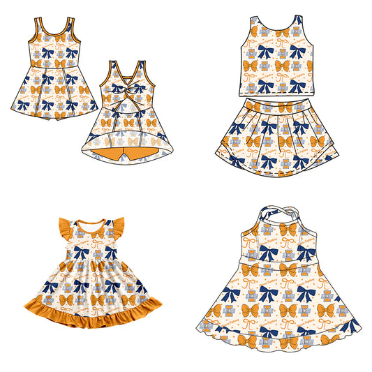 ( Moq 5 each style ) Baby Girl Toddler I Team Bows Sibling Dress Set 6.25