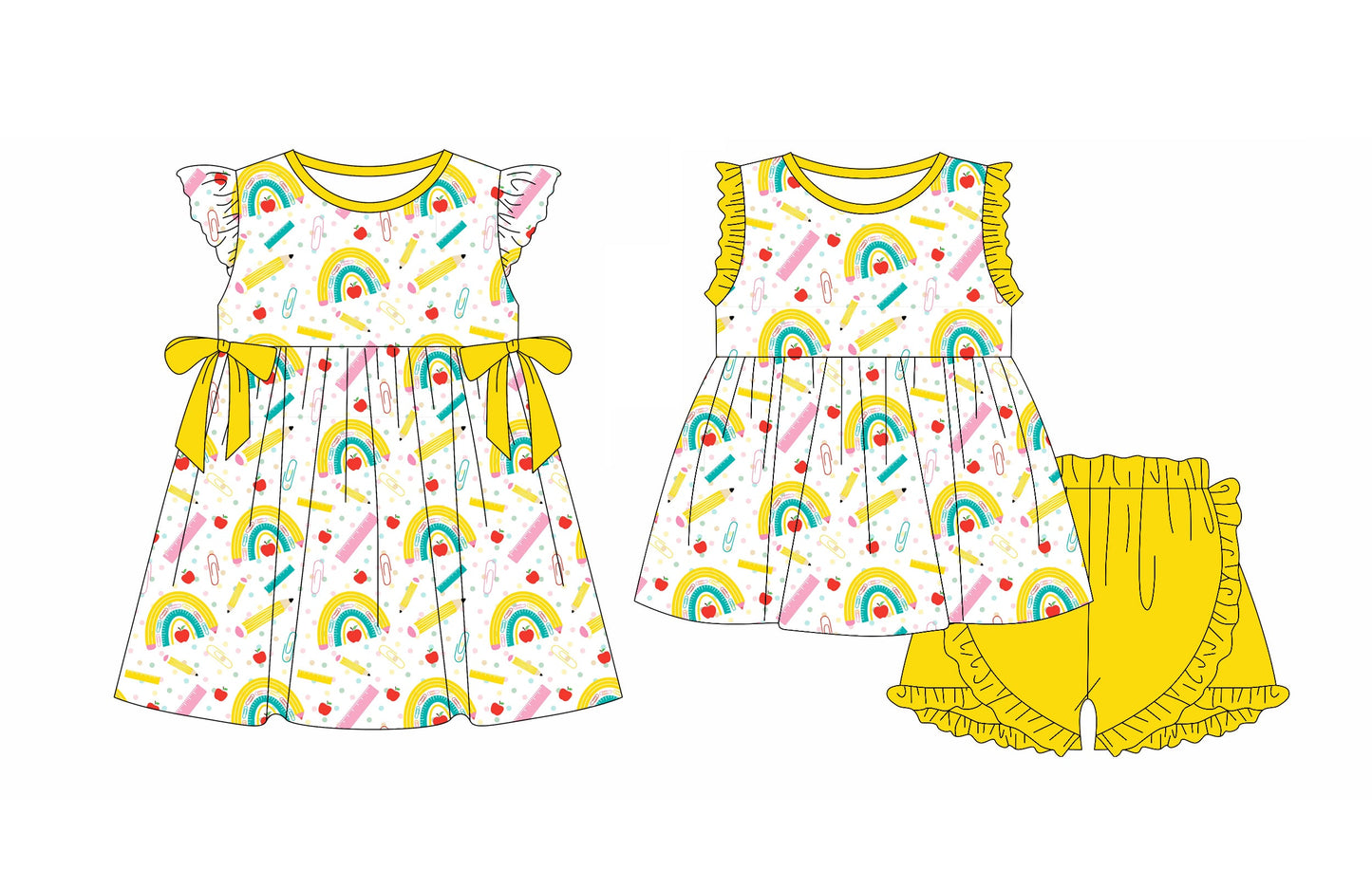 Baby Girl Back To School Pencil Apple Sibling Dress Set ( Moq 5 Each Style ) 12.30