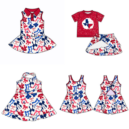 ( Moq 5 each style ) Baby Girl Texas Team Bows Sibling Dress Set 5.16