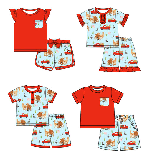 Baby Boy Girl Short Sleeves Farm Animals Sibling Set ( Moq 5 Each Style ) 12.17