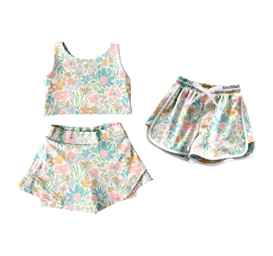 ( Moq 5 Each Style ) Sibling Baby Girls Toddler Flower Shorts Skirt Set Summer Clothes