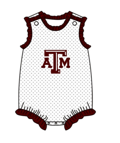 Baby Girl Sleeveless ATM Team Dots Bubble Romper ( Moq 5 )