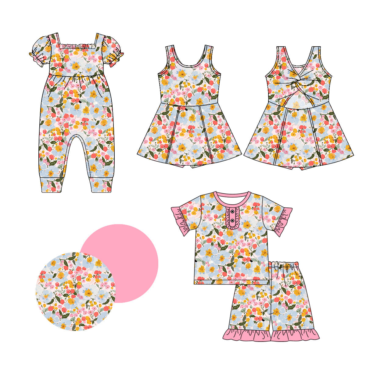 Baby Girl Floral Sibling Romper Dress Set ( Moq 5 Each Style ) 1.2