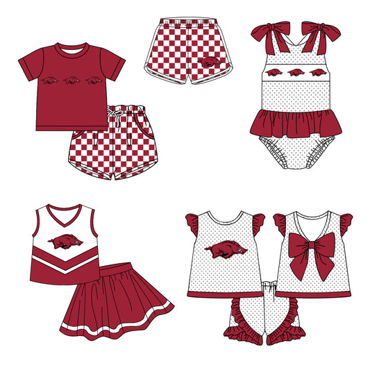 ( Moq 5 Each Style ) Baby Boys Girls Toddler Pigs Plaid Sibling Shorts Sets Team Clothing