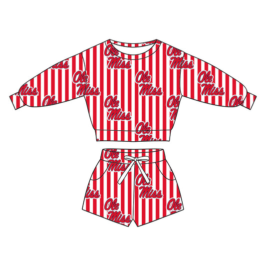 ( Moq 5 ) Baby Girls Kids Long Sleeves Shirt Pockets Shorts Team Set Clothes