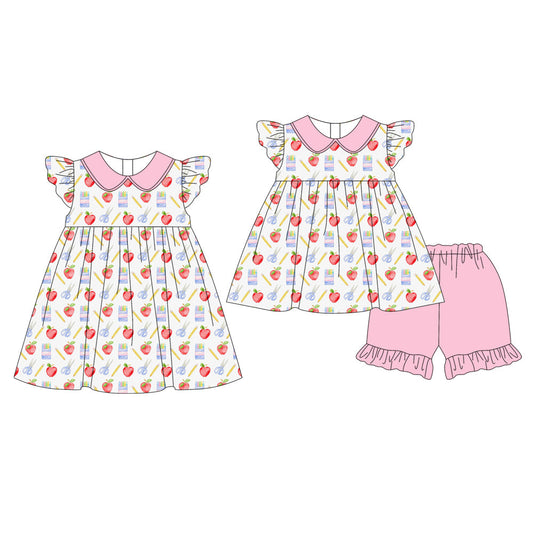 Baby Girl Back To School Pencil Apple Sibling Dress Set ( Moq 5 Each Style ) 1.24