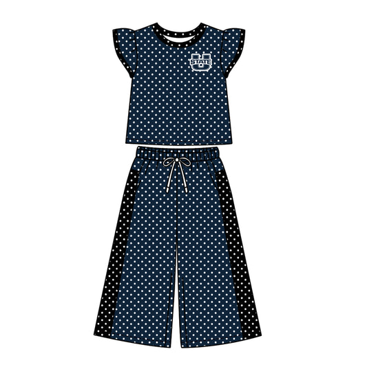 ( Moq 5 ) Baby Girls Kids Short Sleeves Shirt Pants Team Set Clothes