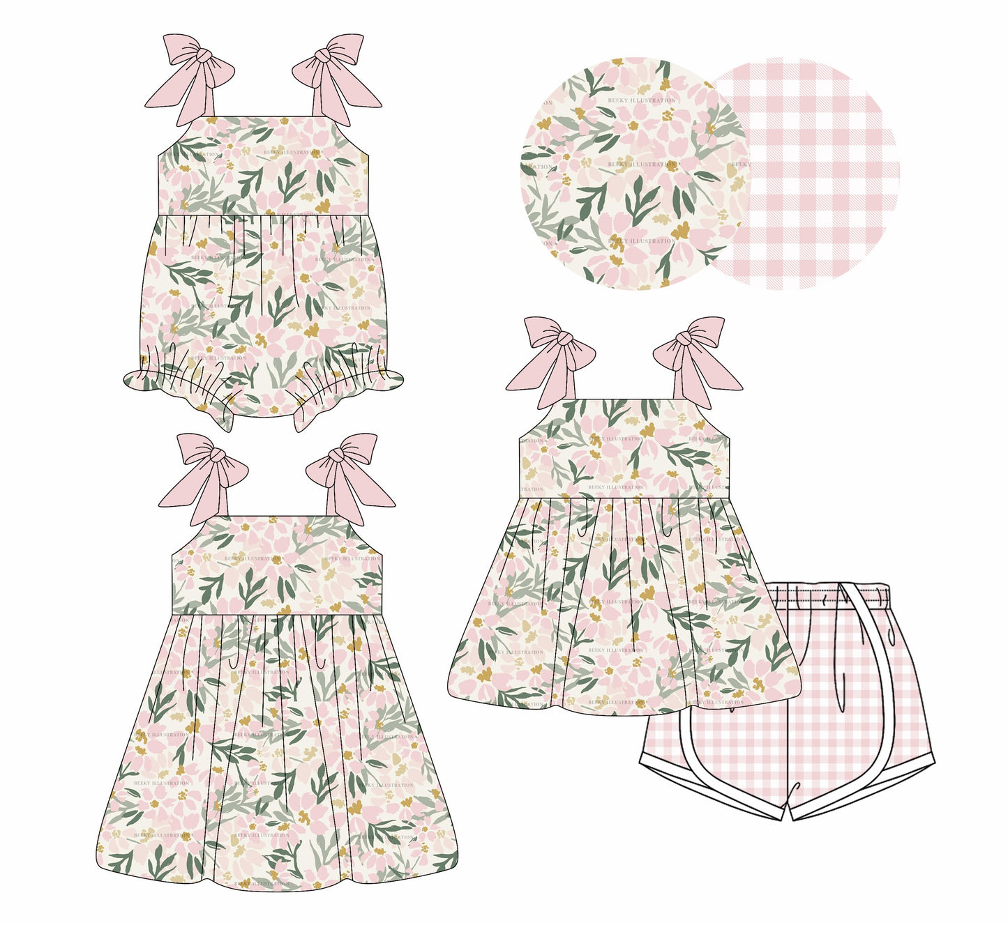 Baby Girl Bows Straps Flower Sibling Romper Dress Set ( Moq 5 Each Style ) 4.3