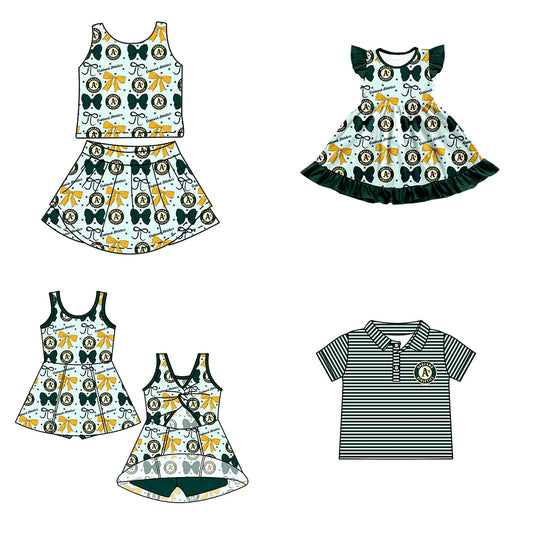 ( Moq 5 each style ) Baby Boy Girl Toddler Team Bows Sibling Shirt Dress Set 6.20