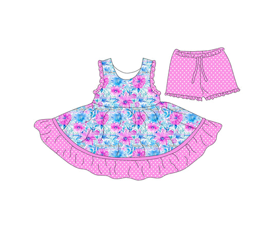 ( Moq 5 each style ) Baby Girl Sleeveless Flower Sibling Ruffle Dress Shorts 4.15