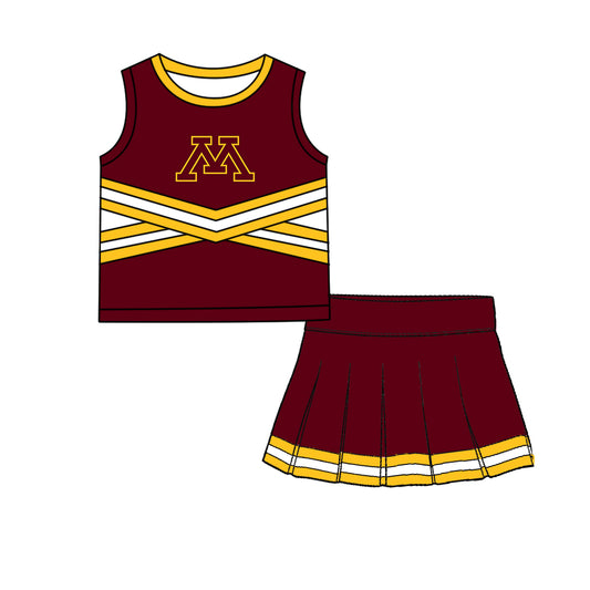 ( Moq 5 ) Baby Girls Kids Sleeveless Vest Skirt Shots Team Set Clothes