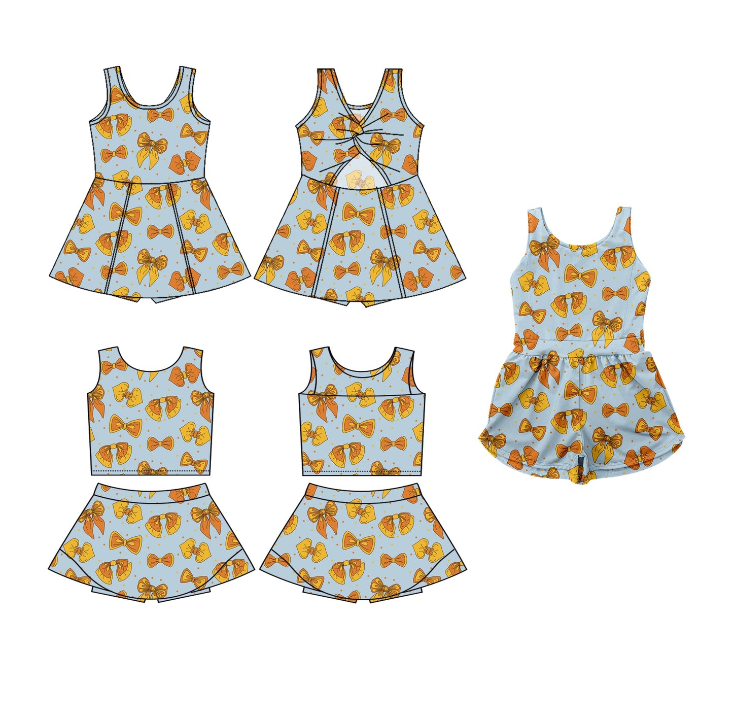 Baby Girl Sleeveless Bows Sibling Jumpsuit Dress Set ( Moq 5 Each Style ) 3.20