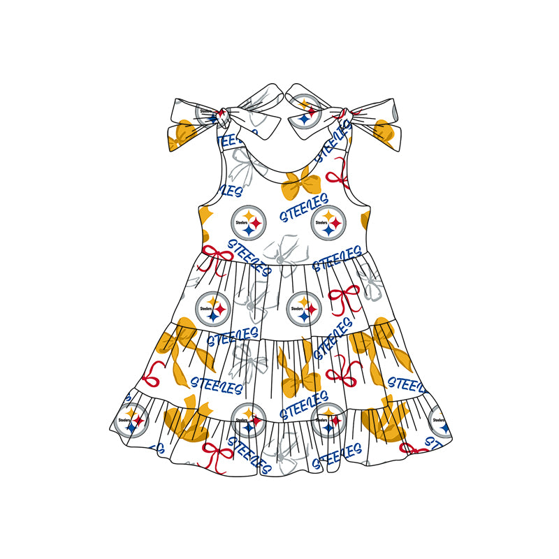 ( Moq 5 each style ) Baby Girl Toddler Stars Team Bows Sibling Romper Dress Set 7.12