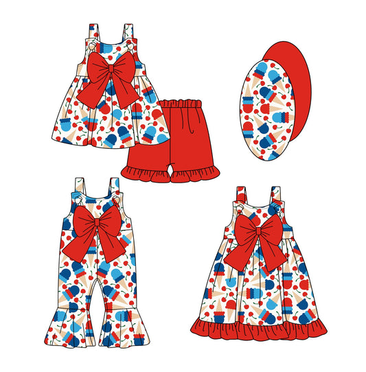 Baby Girl Popsicles Red Bows Sibling Dress Romper Set ( Moq 5 Each Style ) 1.3