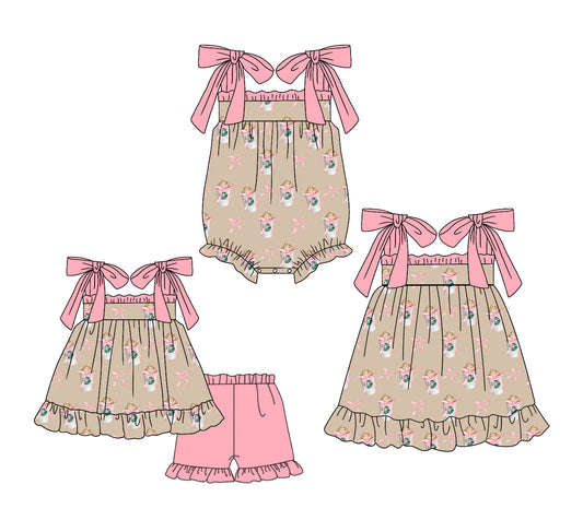 Baby Girl Straps Bows Sibling Romper Dress Set ( Moq 5 Each Style ) 1.8