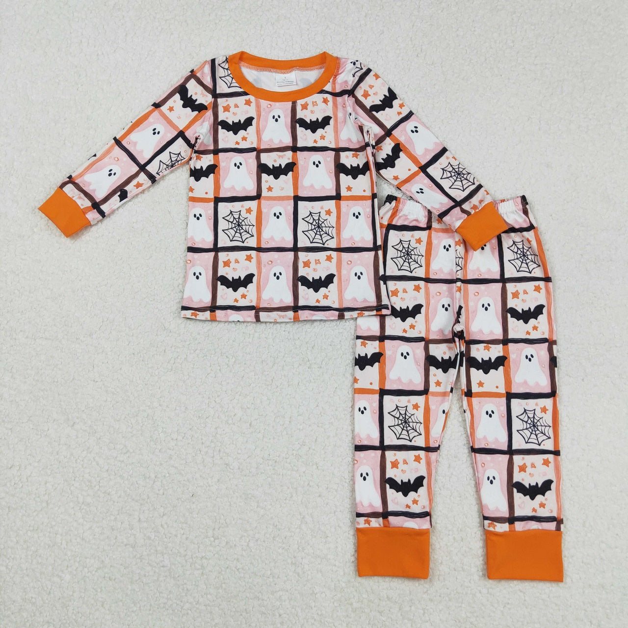 Baby Kids Toddler Long Sleeves Ghost Bats Sibling Halloween Footie Romper Pajamas Set RTS