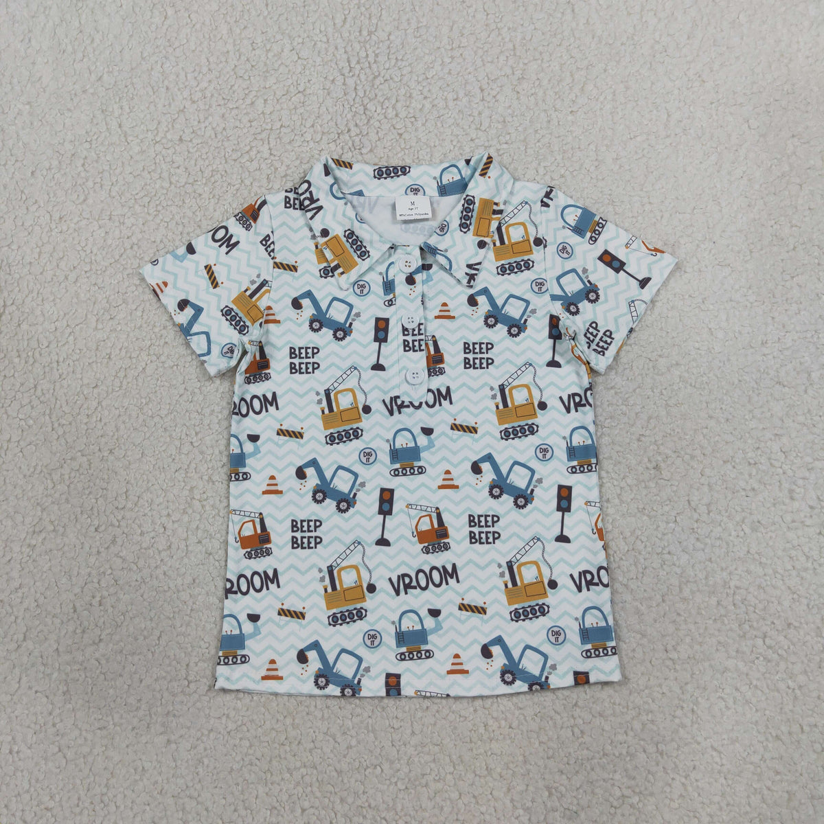 Baby Boys Toddler Short Sleeves Construction Polo Shirt Tops RTS