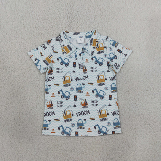 Baby Boys Toddler Short Sleeves Construction Polo Shirt Tops RTS
