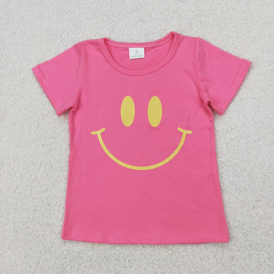 Baby Girl Short Sleeves Vinyl Smile Pink Shirt Tops RTS