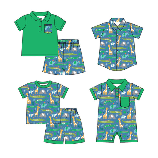 Baby Boy Short Sleeves Animals Sibling Romper Clothes Set ( Moq 5 Each Design ) 12.9