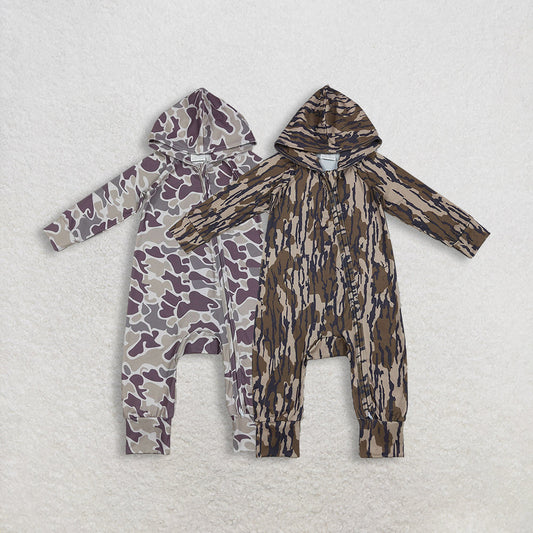 Sibling Baby Boys Kids Long Sleeves Zipper Hoodie Southern Camo Rompers RTS