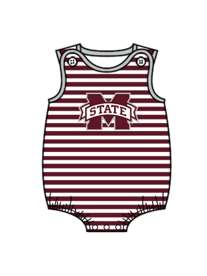 ( Moq 5 ) Baby Boys Infant Sleeveless M State Stripes Team Bubble Romper