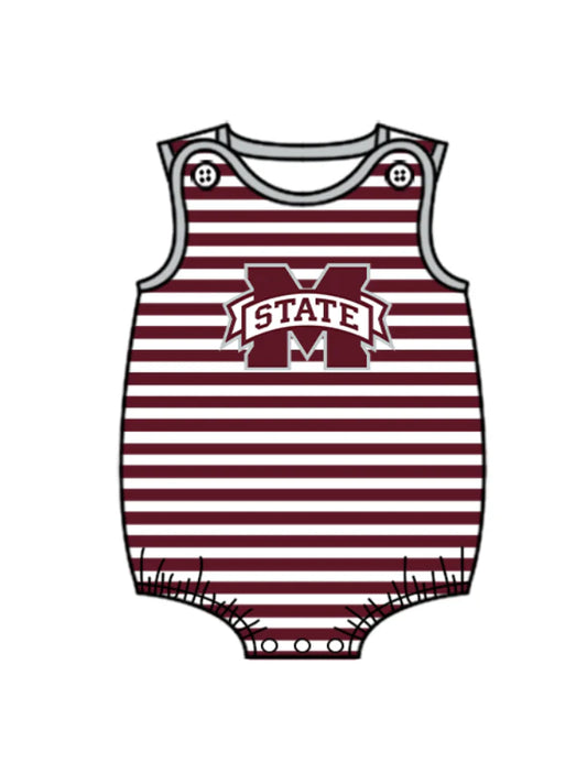 ( Moq 5 ) Baby Boys Infant Sleeveless M State Stripes Team Bubble Romper