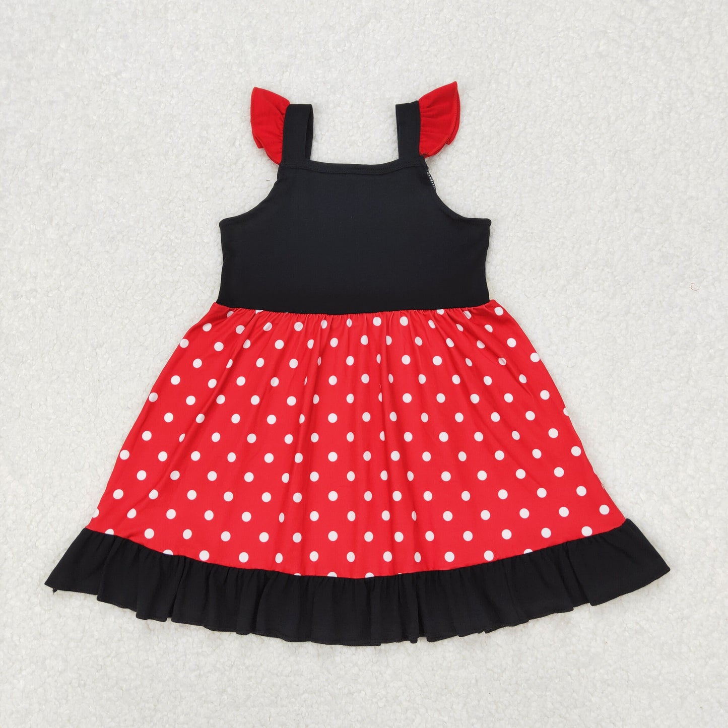 Baby Girl Short Sleeves Princess Dots Knee Length Dress RTS