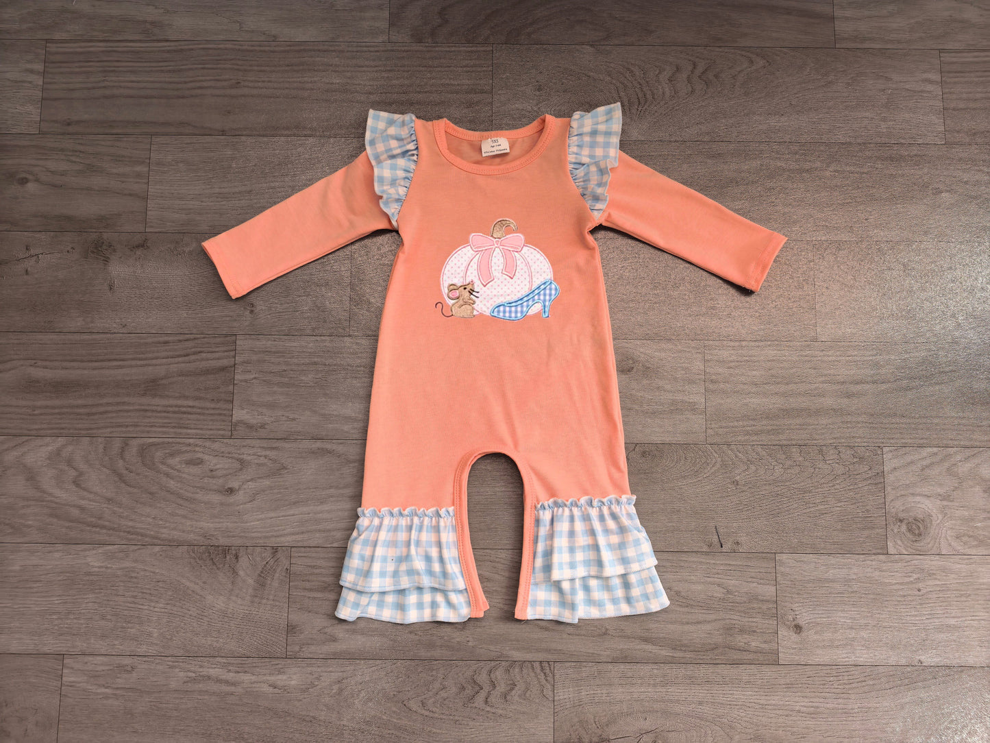 ( No moq ) Preorder Baby Girls Infant Pumpkin Bow Plaid Thanksgiving Romper Clothes