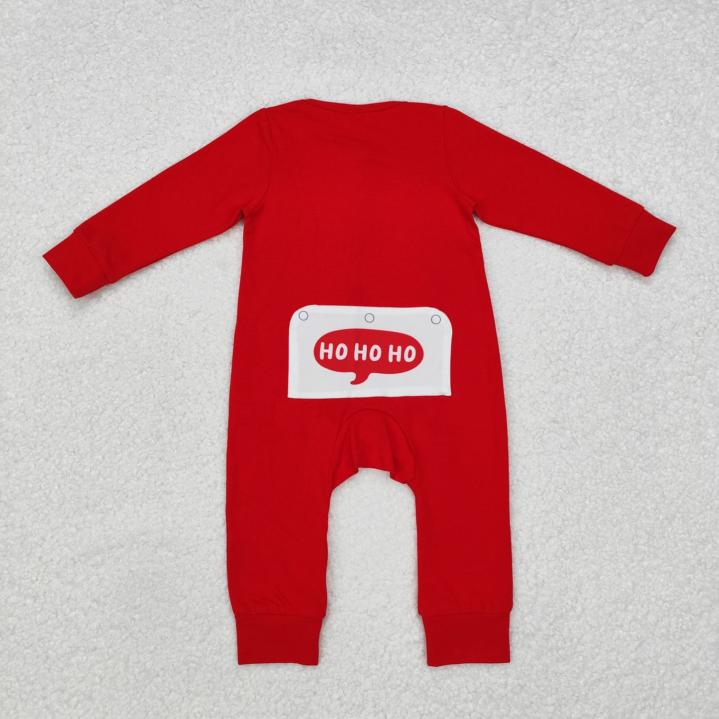 Baby Girl Long Sleeves Embroidery Santa Christmas Red Cotton Zipper Romper