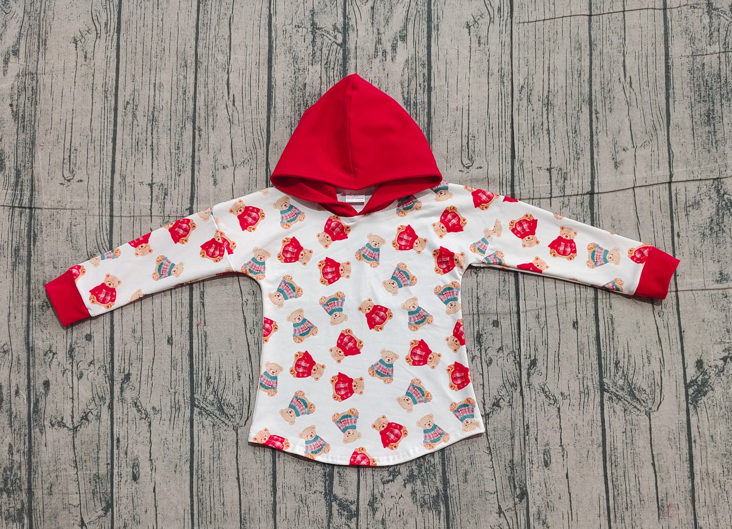 Baby Boys Long Sleeve Bears Red Hoodie Pullover Shirt Tops RTS