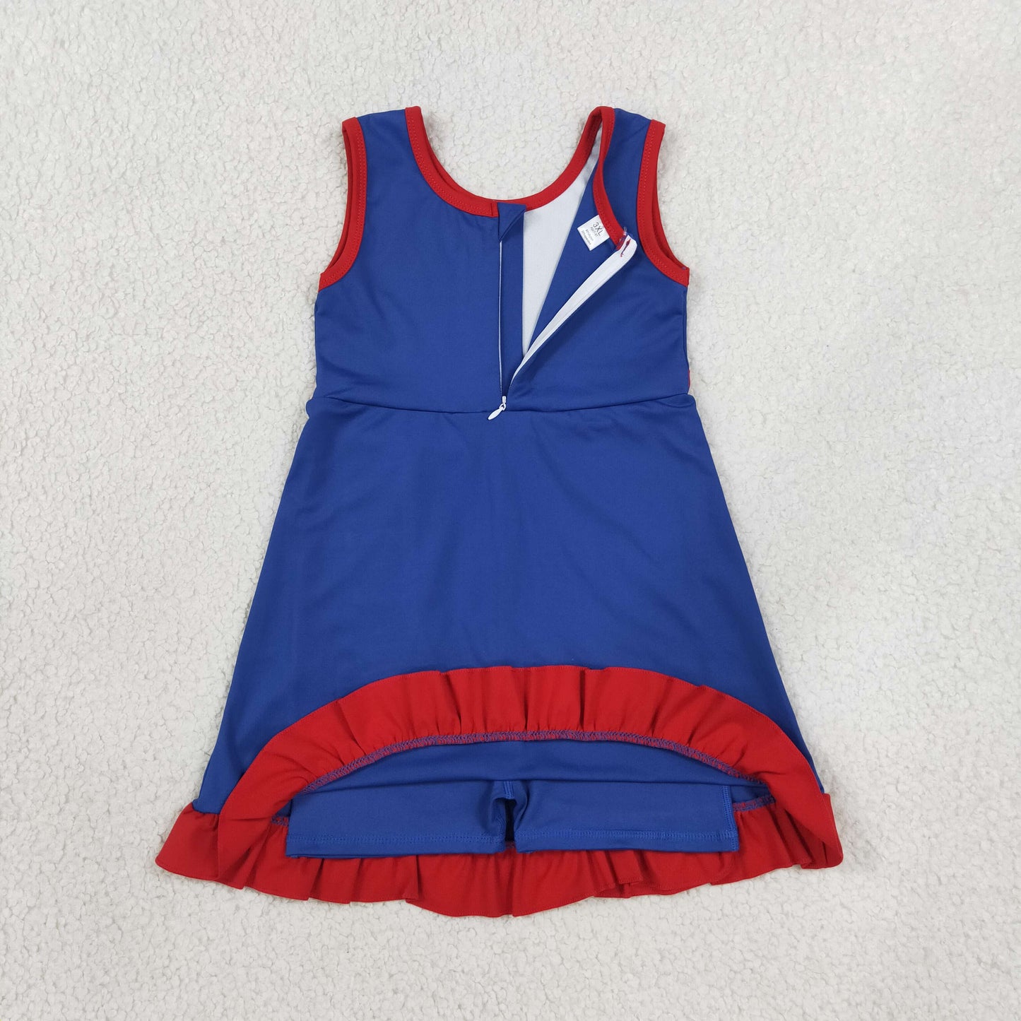 Baby Girls Kids Sleeveless Shorts Knee Length Navy Dress Yoga Active Scallop Clothes RTS