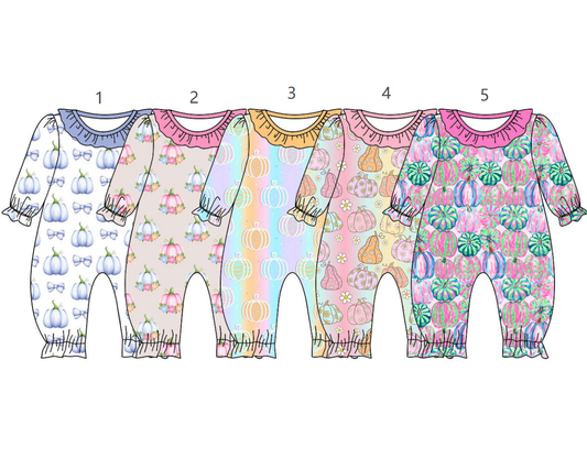 ( Moq 5 Each Style ) Sibling Baby Girls Infant Long Sleeves Pumpkins Fall Rompers Clothes