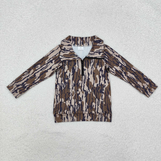Baby Boy Long Sleeves Camo Zipper Pocket Pullover Shirt