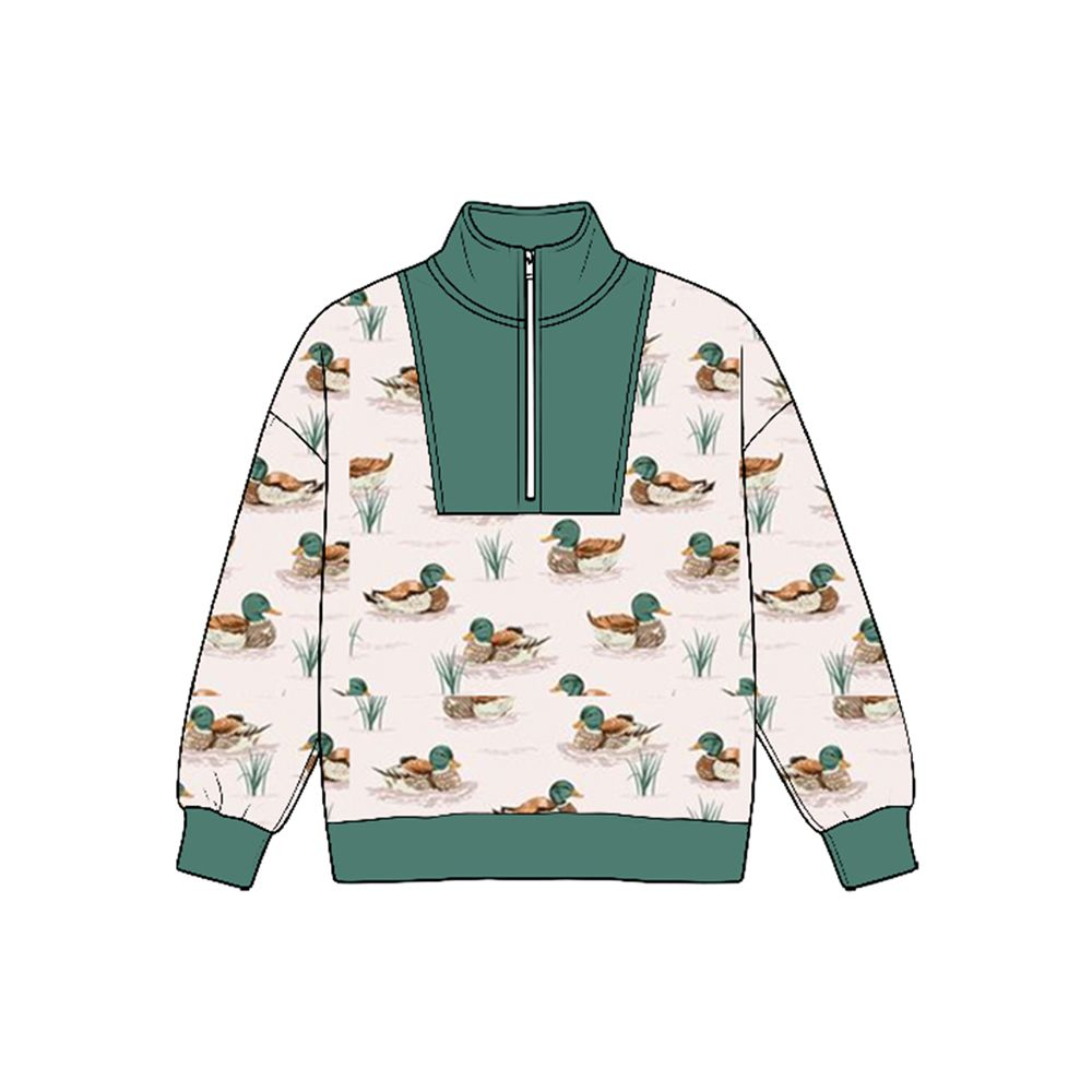( Moq 5 ) Preorder Baby Boys Kids Long Sleeves Half Zip Shirt Ducks Pullover Tops