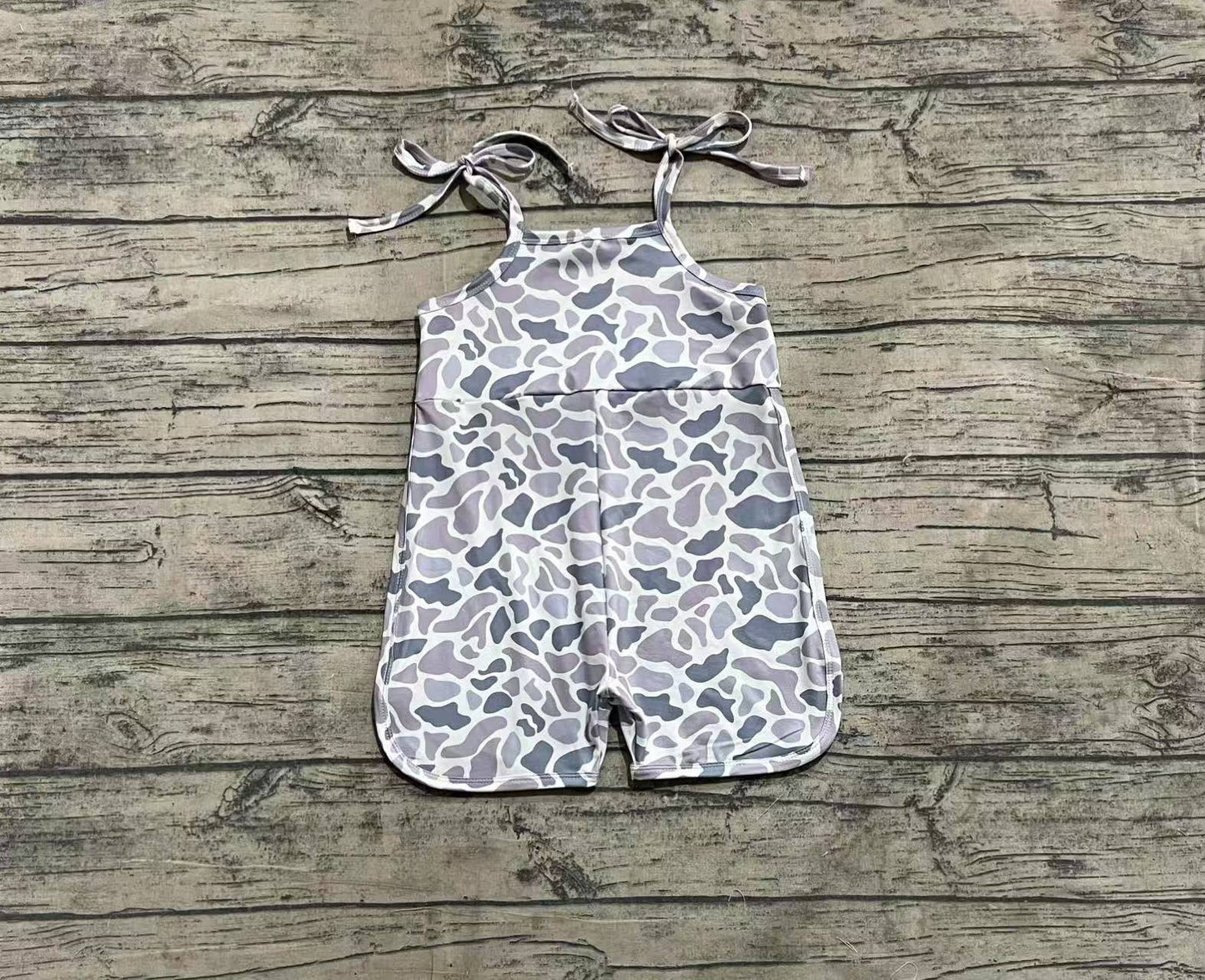 Baby Girl Straps Grey Camouflage Jumpsuit RTS