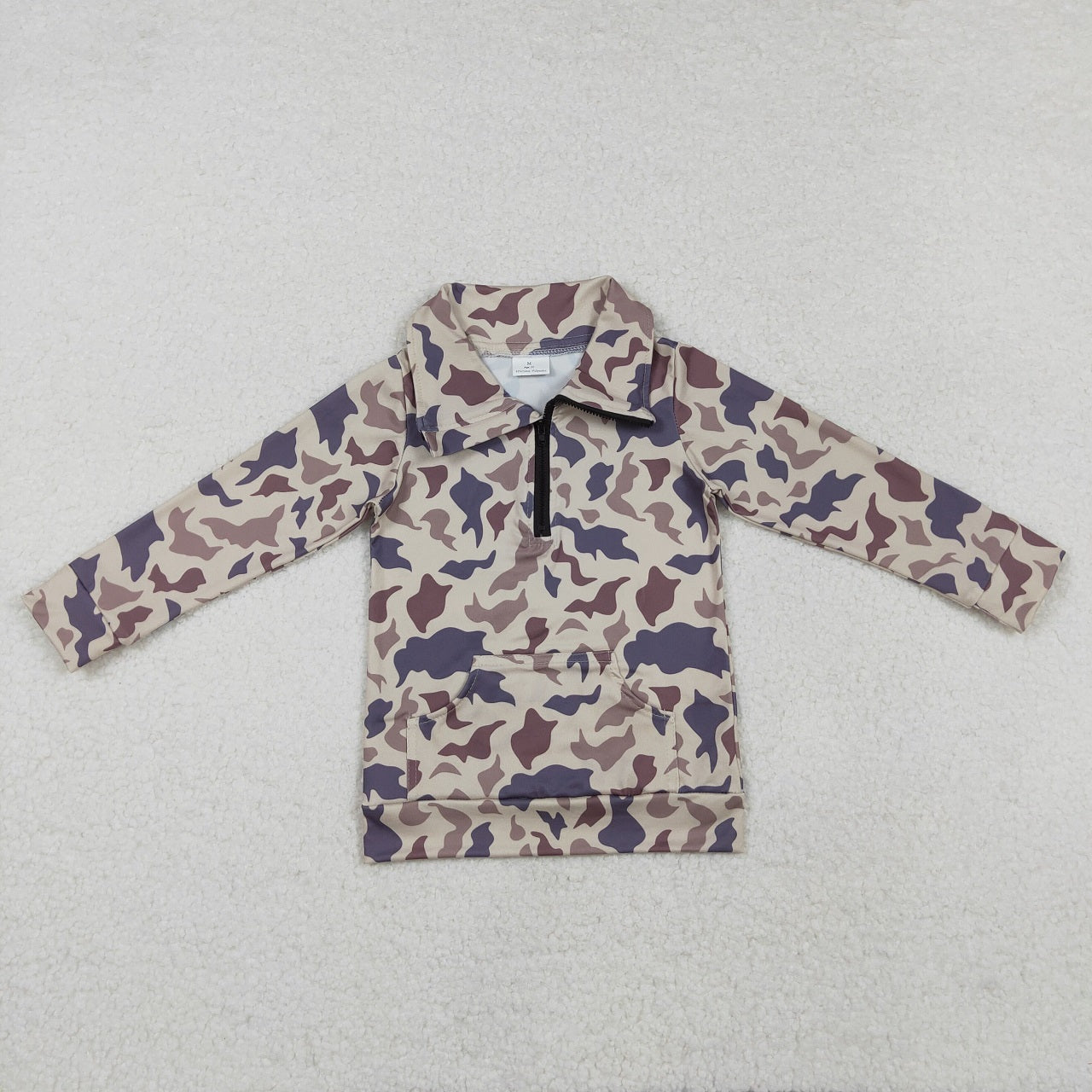 1-6 Sibling Boys Kids Long Sleeves Camo Pockets Zipper Shirt Pullover Tops Clothes RTS