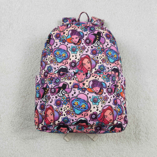 Baby Girls Kids Singer Flower Zipper Backpack School Purple Bag RTS
