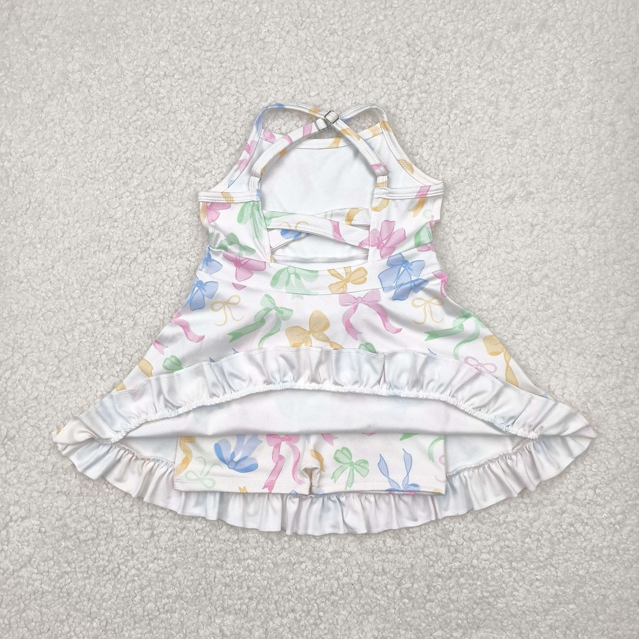 Colors ( 1-7 ) Sibling Baby Girl Straps Flower Bows Yoga Athletic Wear Dress Sibling Clothes RTS