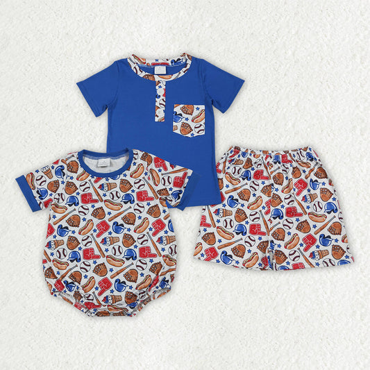 Sibling Baby Boys Kids Short Sleeves Baseball Shirt Shorts Set Romper 4th of July Clothes