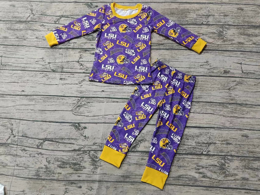 Baby Boy Long Sleeves Tiger Shirt Pants Team Pajamas Purple Set Moq 5